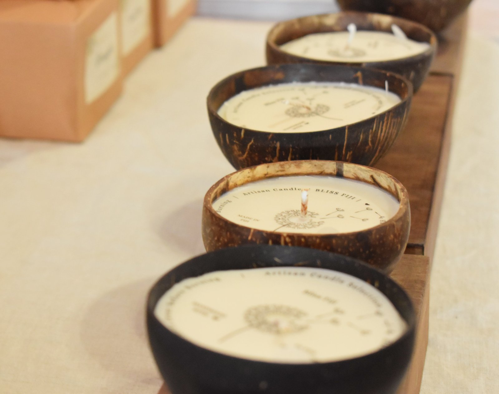Fijian Made ‘bilo’ candles.
